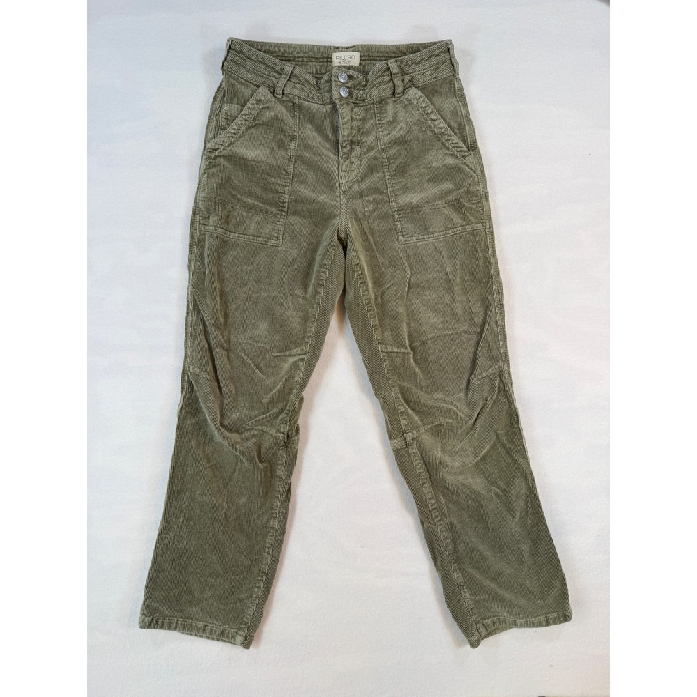 Pilcro 29 Corduroy Pants Olive Green Utility Boho Cotton Patch Pocket